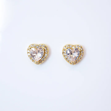 Cubic Zirconia Heart stud Earrings, Bridal Jewelry, Bridal Stud Earrings, Crystal Bridal Earrings, Statement Earrings Cz